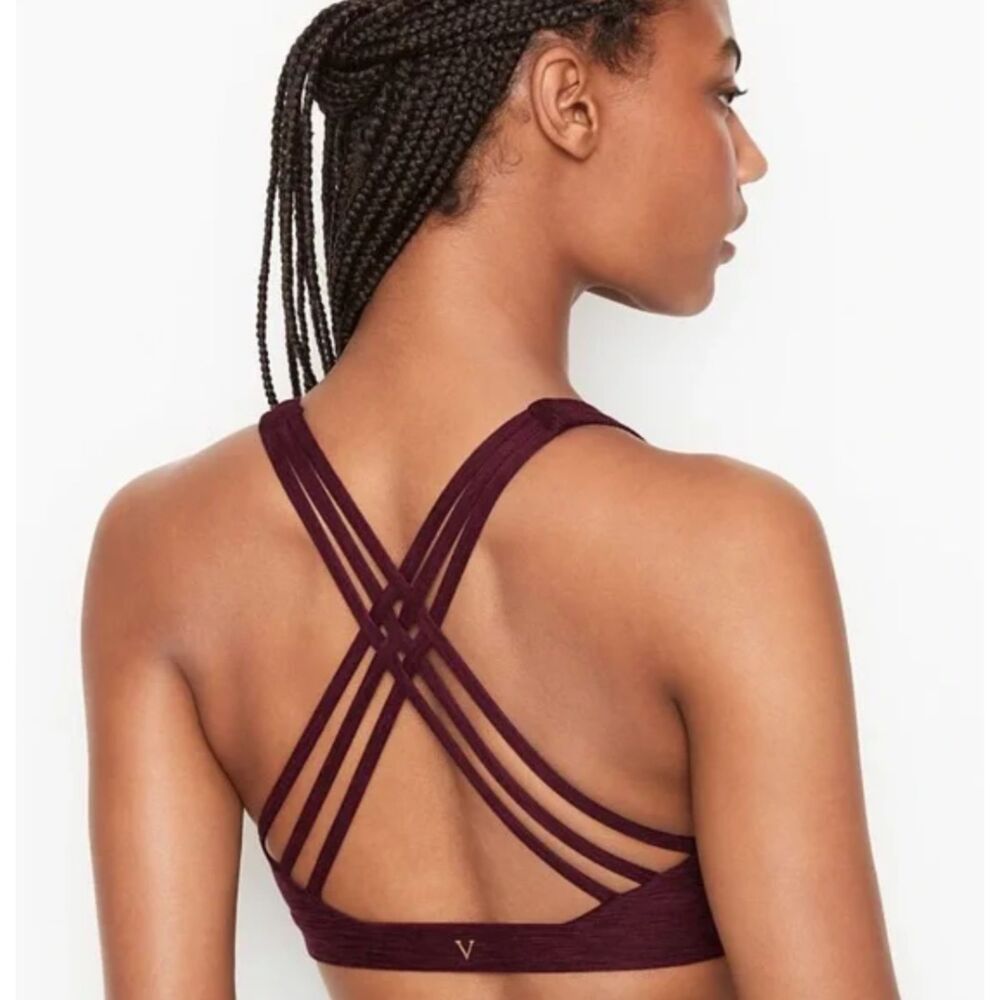 Victoria's Secret Bralette Bra Strappy Back Sports Bra Purple Size L Activewear